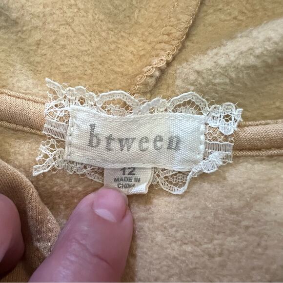 BTween Gold Sequin Butterfly Hoodie with Ruffles Kangaroo Pocket size 12 Tan - Picture 3 of 10